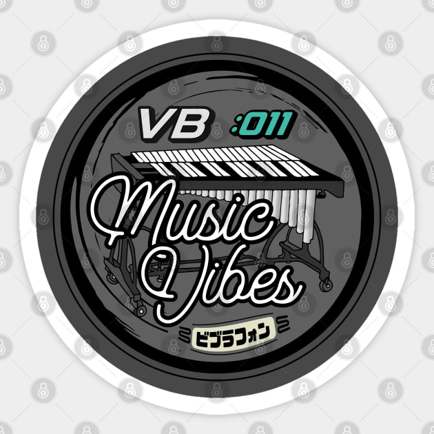 Retro Vibraphone Musical Vibes of A Vibraphonist - Playing Sets of Vibes Percussion Instrument Sticker by Mochabonk